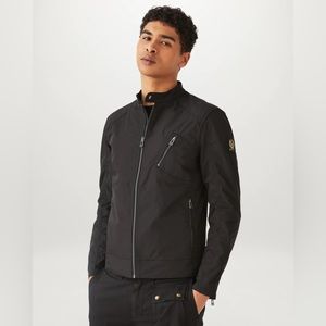 Belstaff™ Men’s Black V-Racer Jacket | Nylon Biker Zip-Up Bomber Large LIKE NEW
